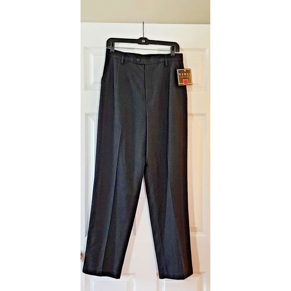 Women's Zip Front Trouser Pant In Wool / Viscose by Vinci Clothier  Black Sz 10